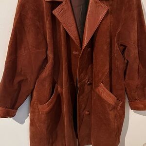 Women’s Vintage burnt Brown Suede leather Jacket size 18 beautiful